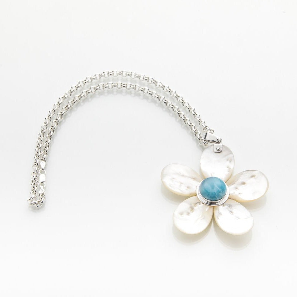 Larimar Flower Pendant, Gail
