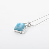 Square Larimar Stone Pendant, Mariel