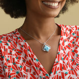 Square Larimar Stone Pendant, Mariel