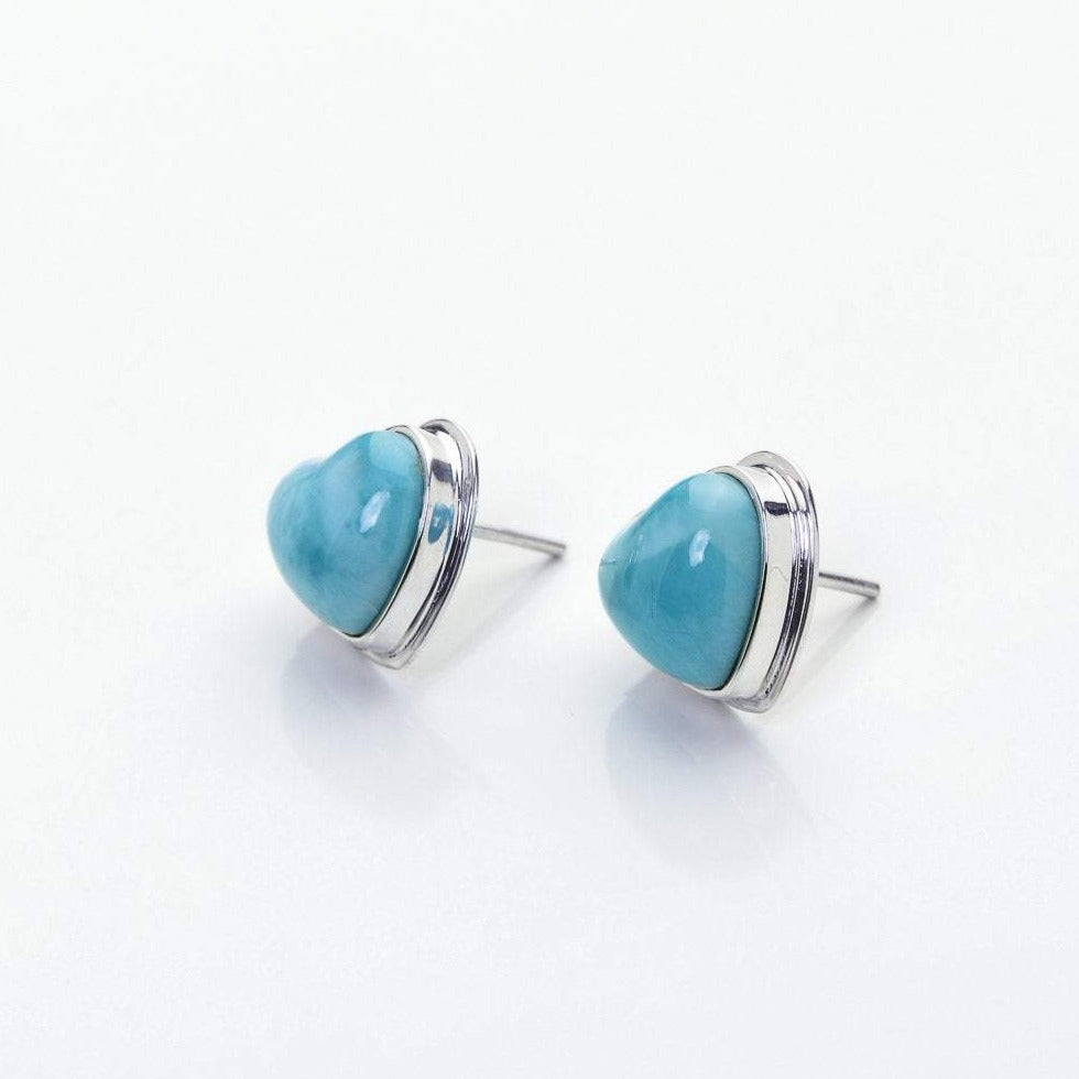 Larimar Heart Studs, Irena