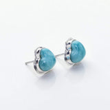 Larimar Heart Studs, Irena