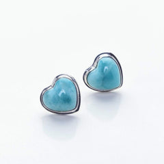 Larimar Heart Studs, Irena