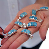 Larimar Pendant, Silver Inlaid Craftsmanship
