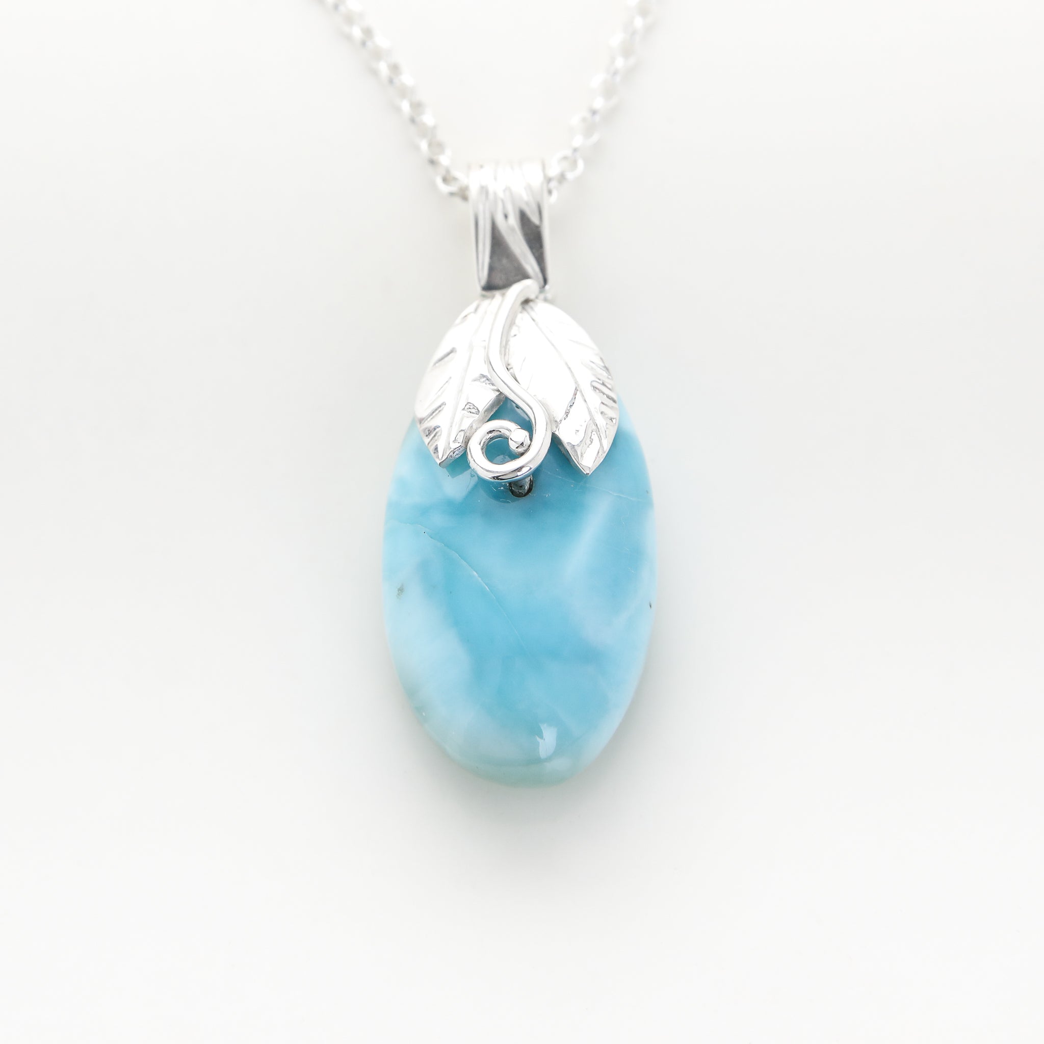 Natural Larimar Stone Necklace Pendant