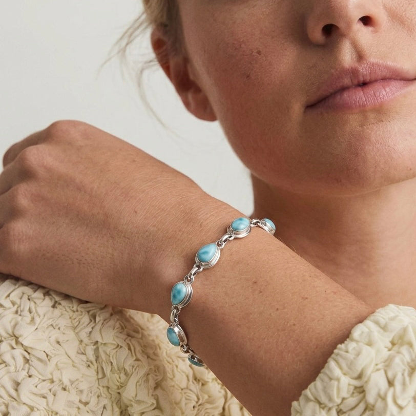 Larimar chain bracelet in silver 