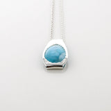 Blue Larimar Stone Pond Pearlwood Pendant