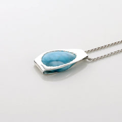 Blue Larimar Stone Pond Pearlwood Pendant