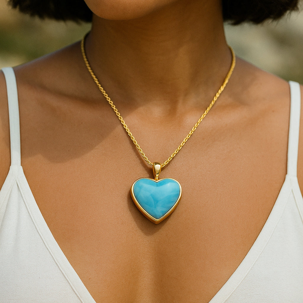 Larimar Gold Vermeil Heart Pendant Rene