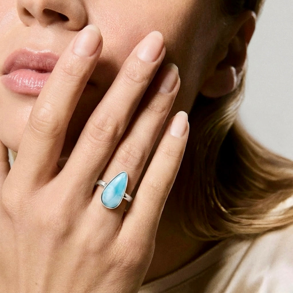 Larimar Teardrop Ring Paz