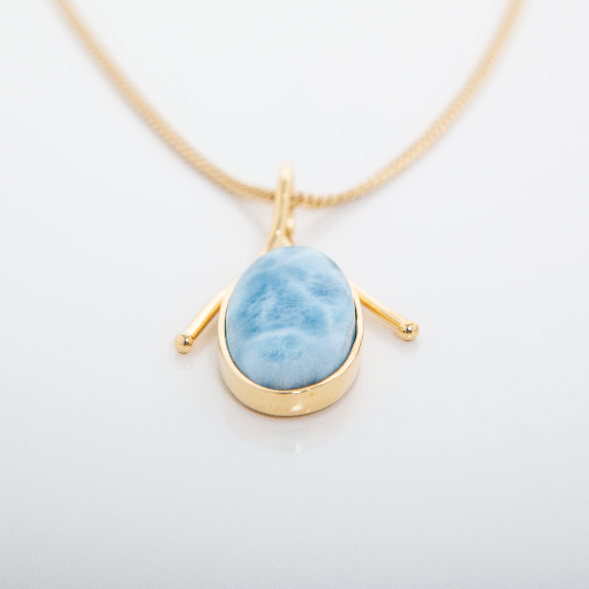 Gold Vermeil Larimar Stone Necklace Pendant Amaia