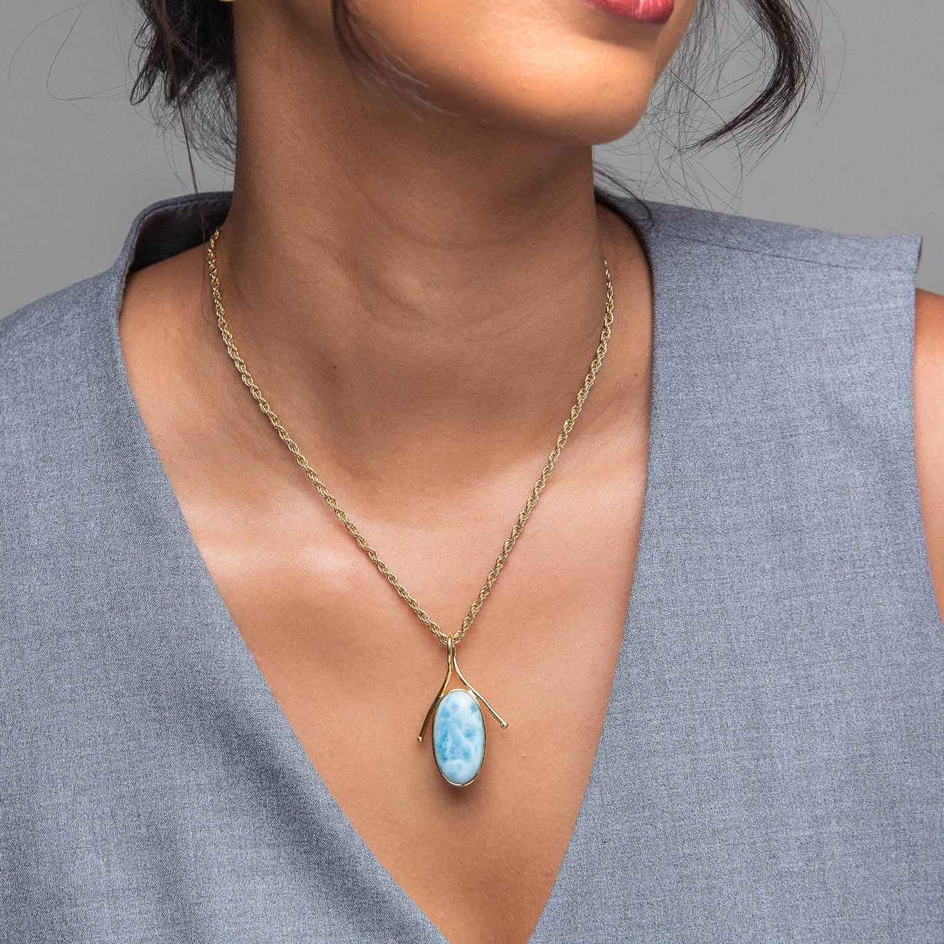 Larimar gold pendant