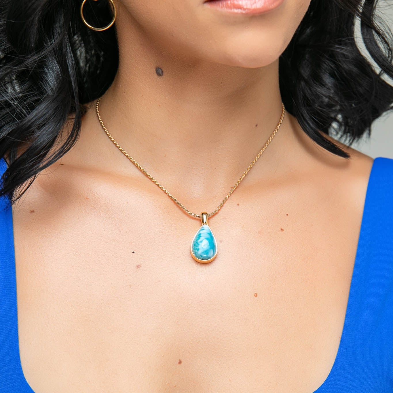 Larimar Gold Vermeil Pendant Josie