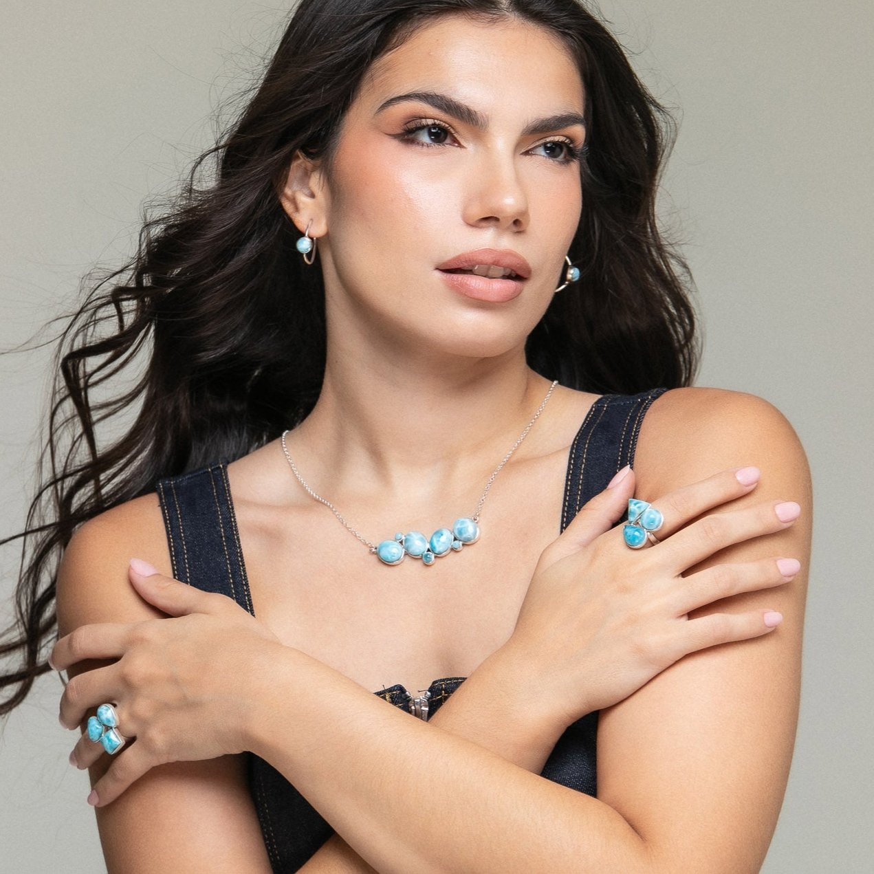 Blue Larimar Multistone Necklace Athena | Handcrafted By The