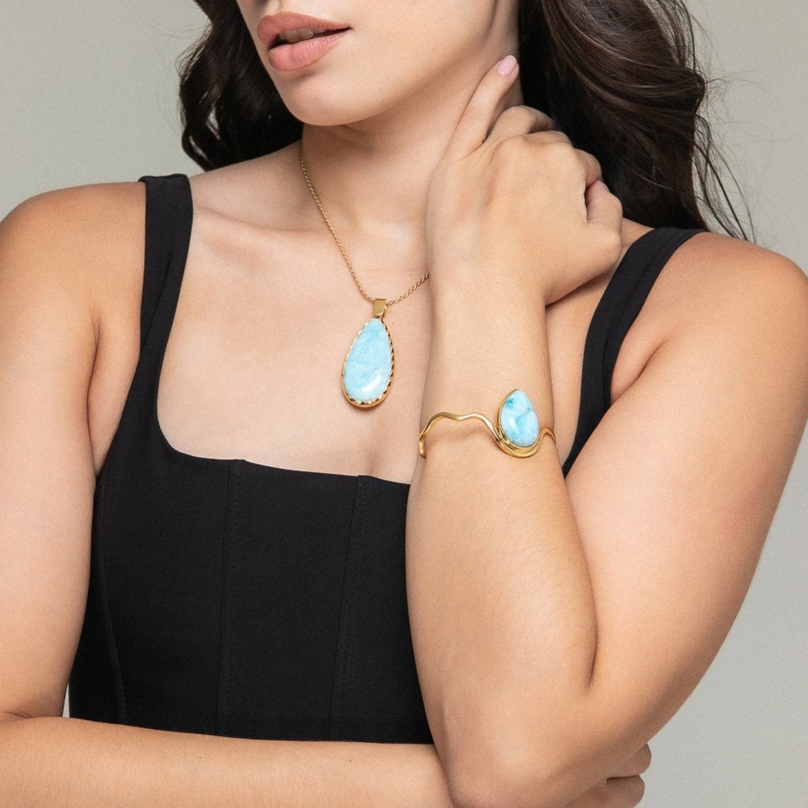 Larimar Gold Vermeil Cuff Lux