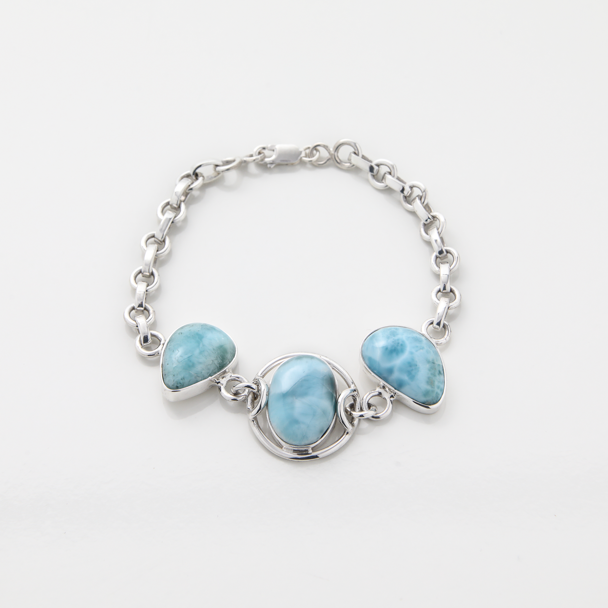 Larimar and Silver Chain Bracelet