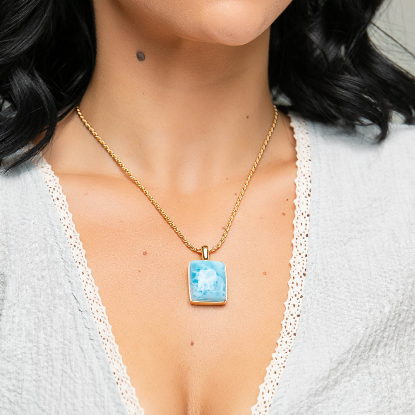 Larimar Gold Vermeil Pendant Odelia