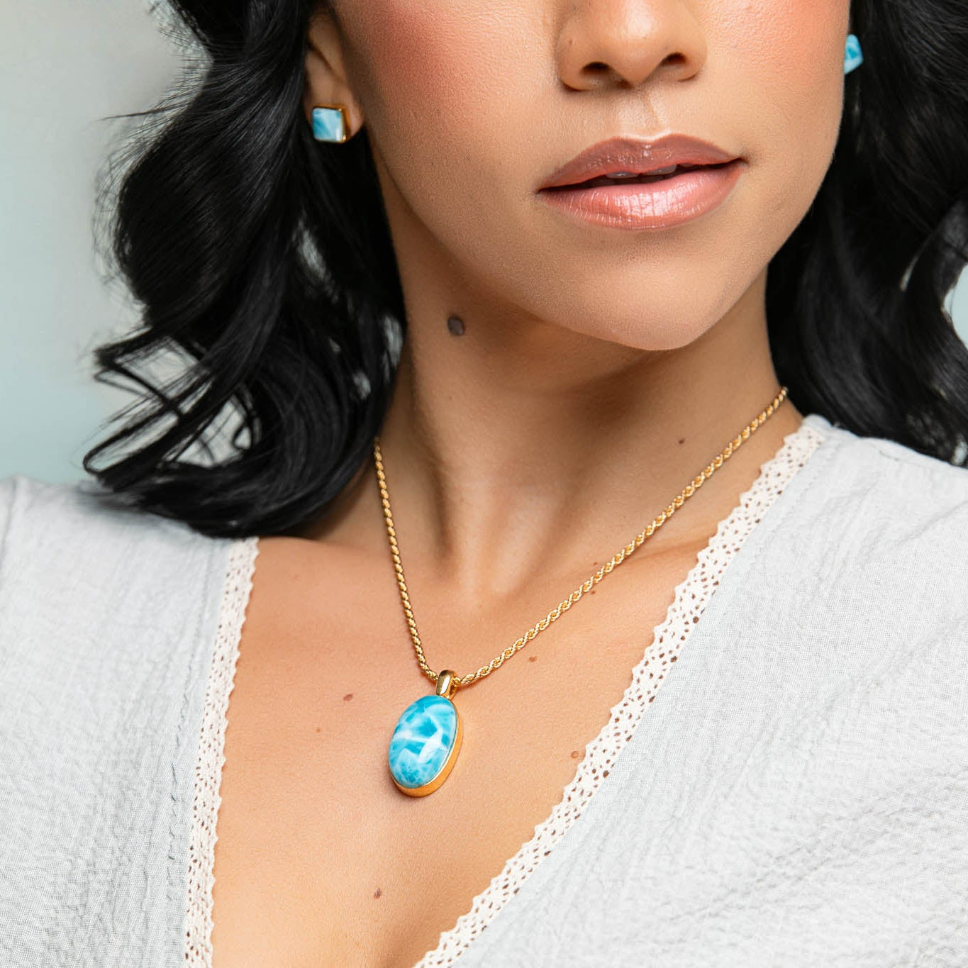 Larimar Gold Vermeil Pendant Olga