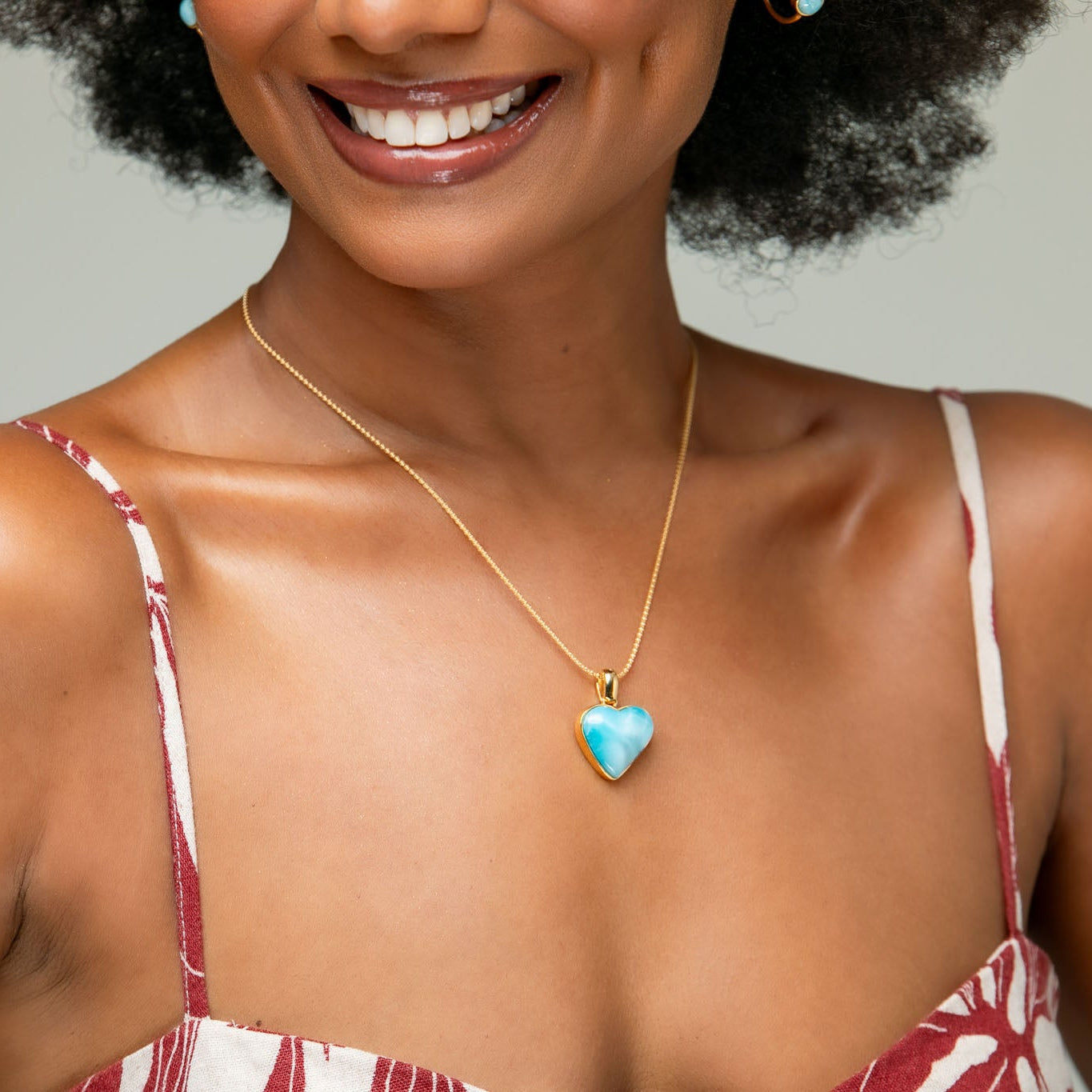 Vermeil Larimar Heart Pendant Poppy