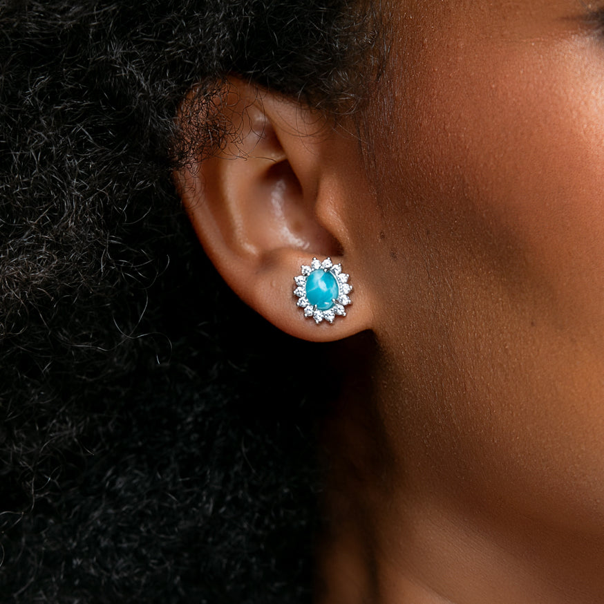 Larimar & Cubic Zirconia Earrings Muse | The Larimar Shop