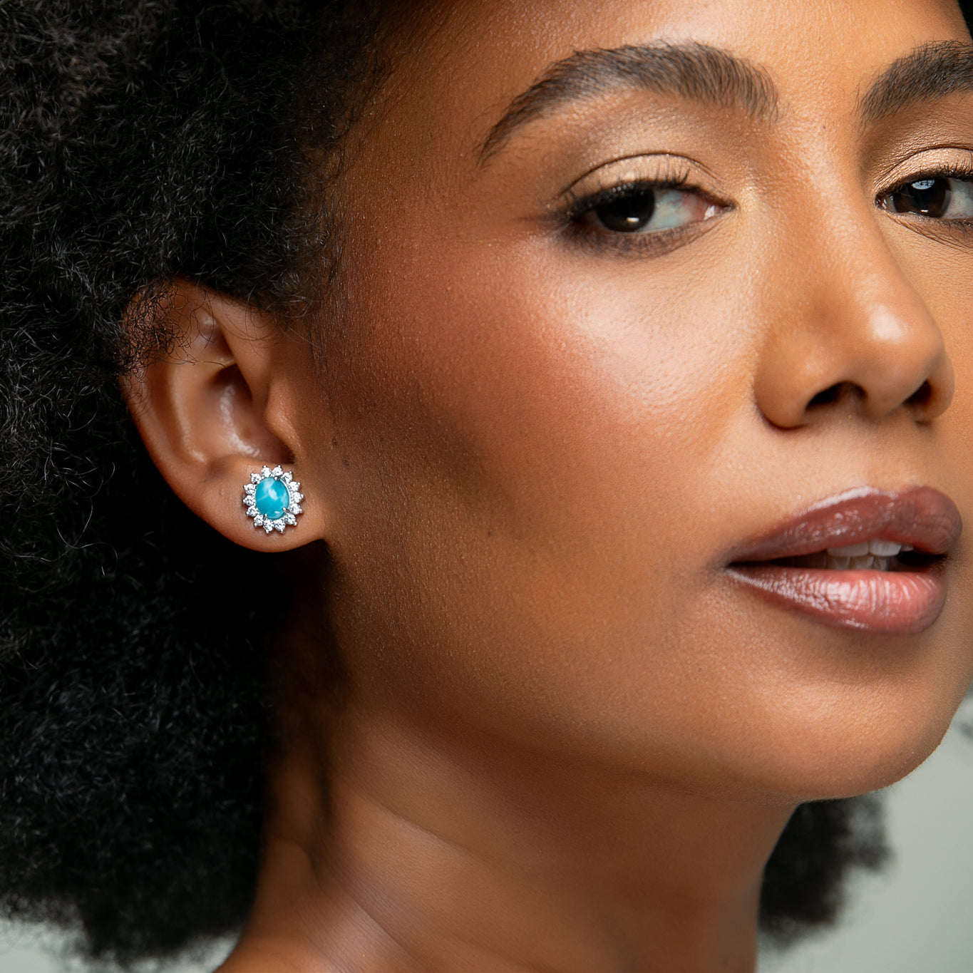 Larimar & Cubic Zirconia Earrings Muse | The Larimar Shop