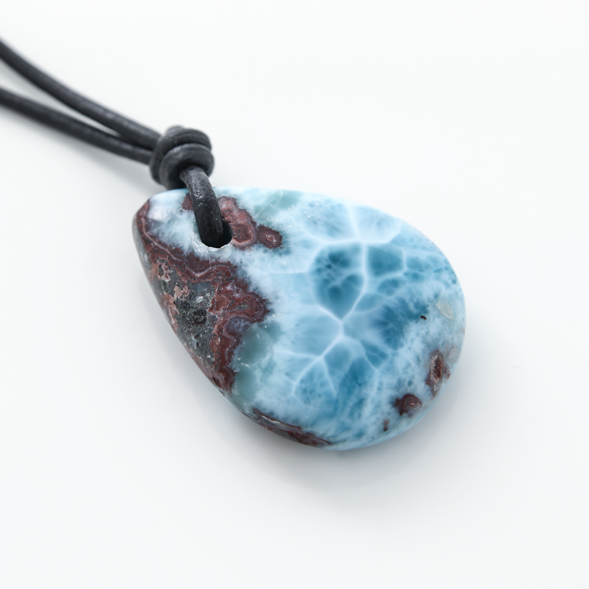 Men's Larimar and Leather Necklace