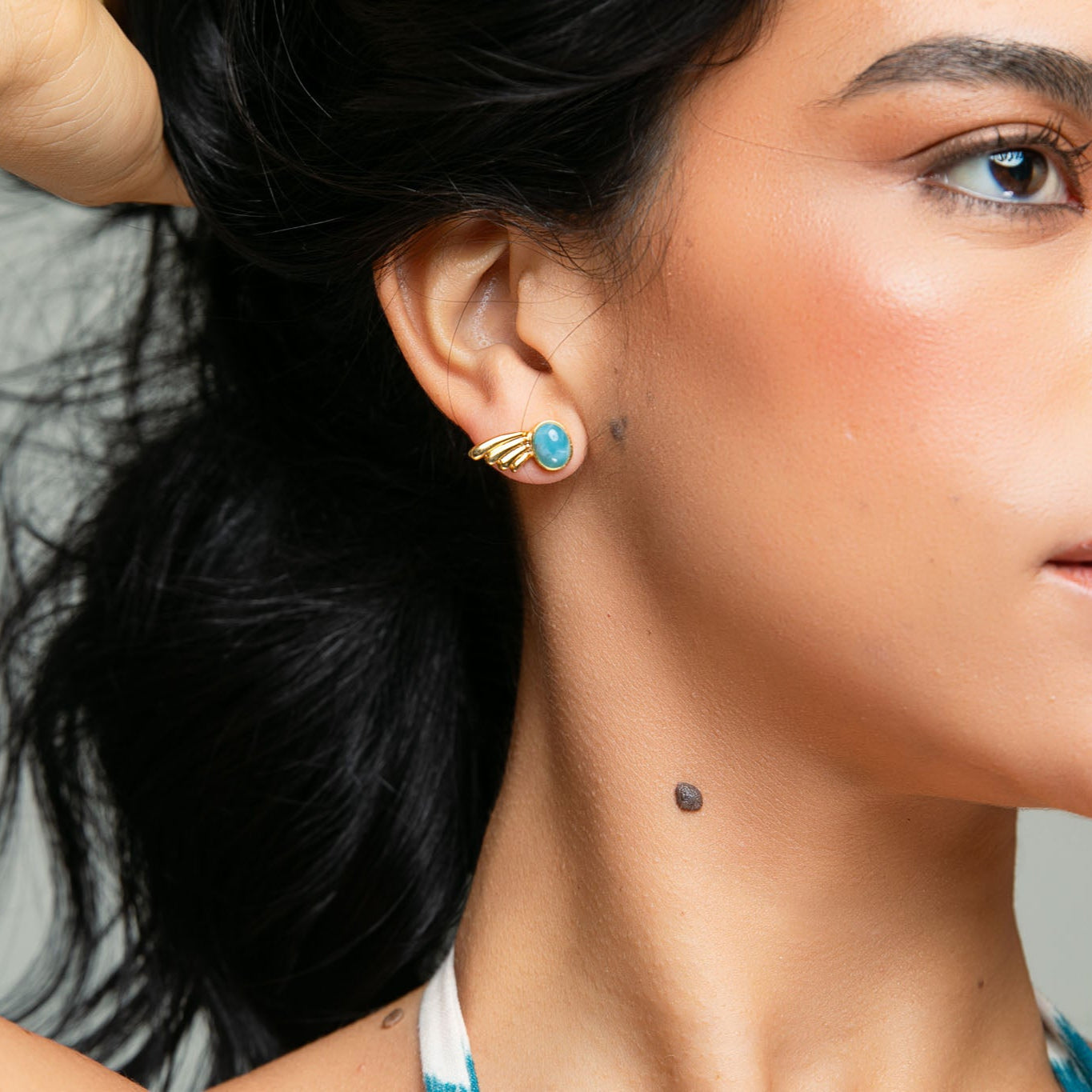 Larimar Wing Stud Earrings Ela