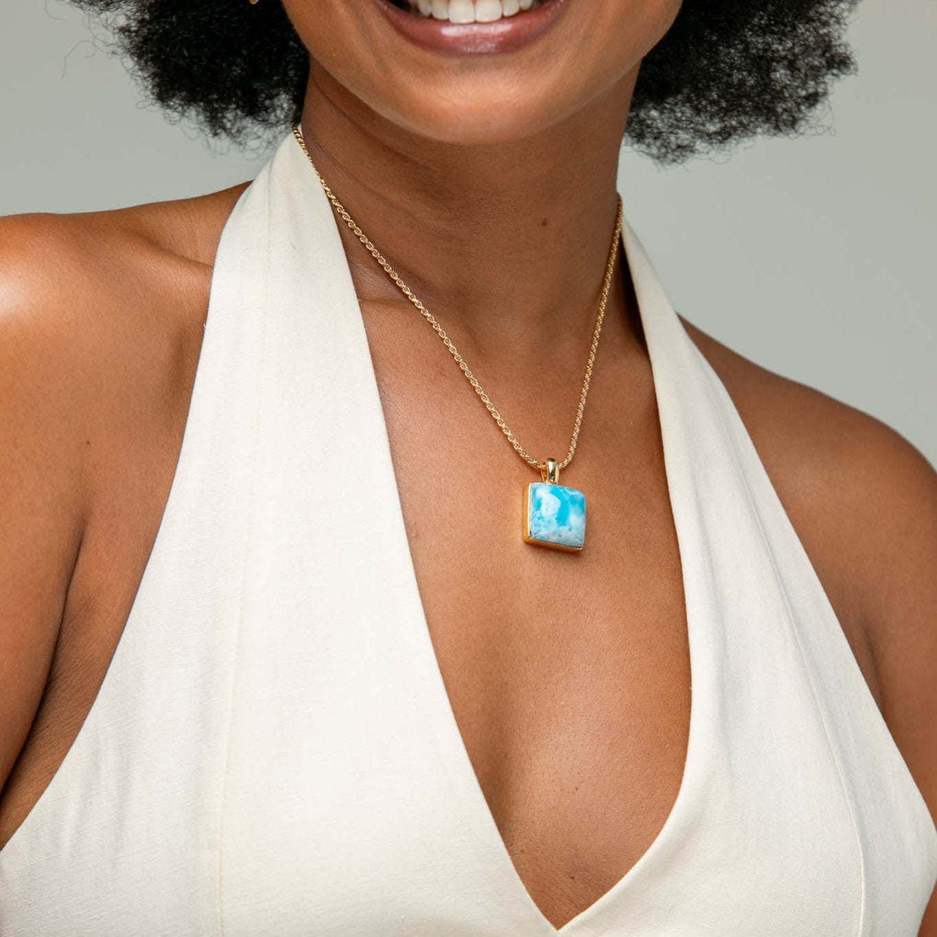 Larimar Gold Vermeil Pendant Celine