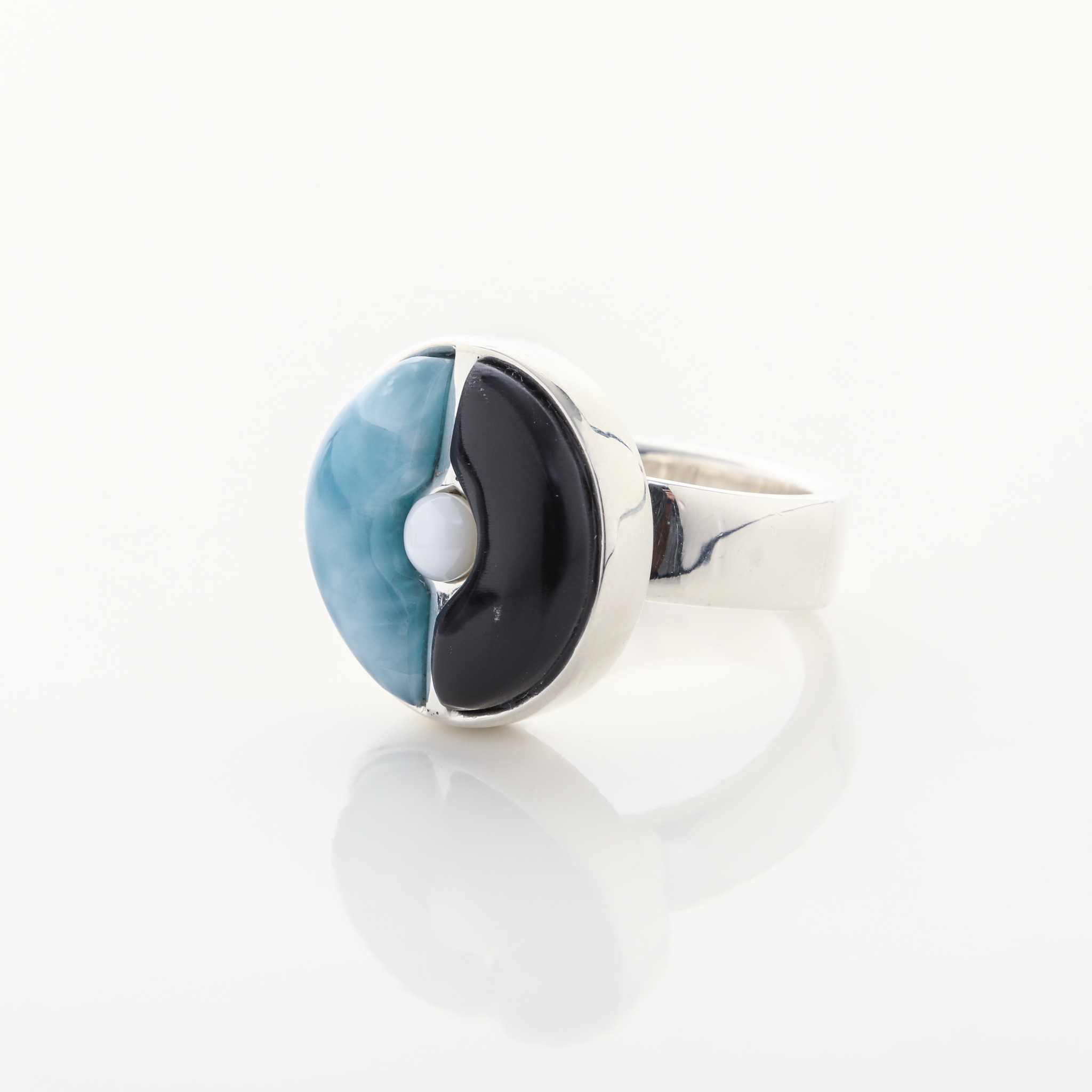Cow Horn and Larimar Ring
