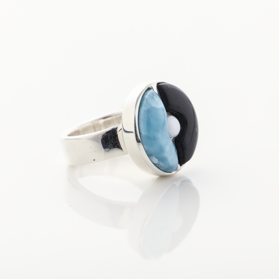 Cow Horn and Larimar Ring