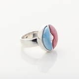 Larimar and Pink Conch Ring