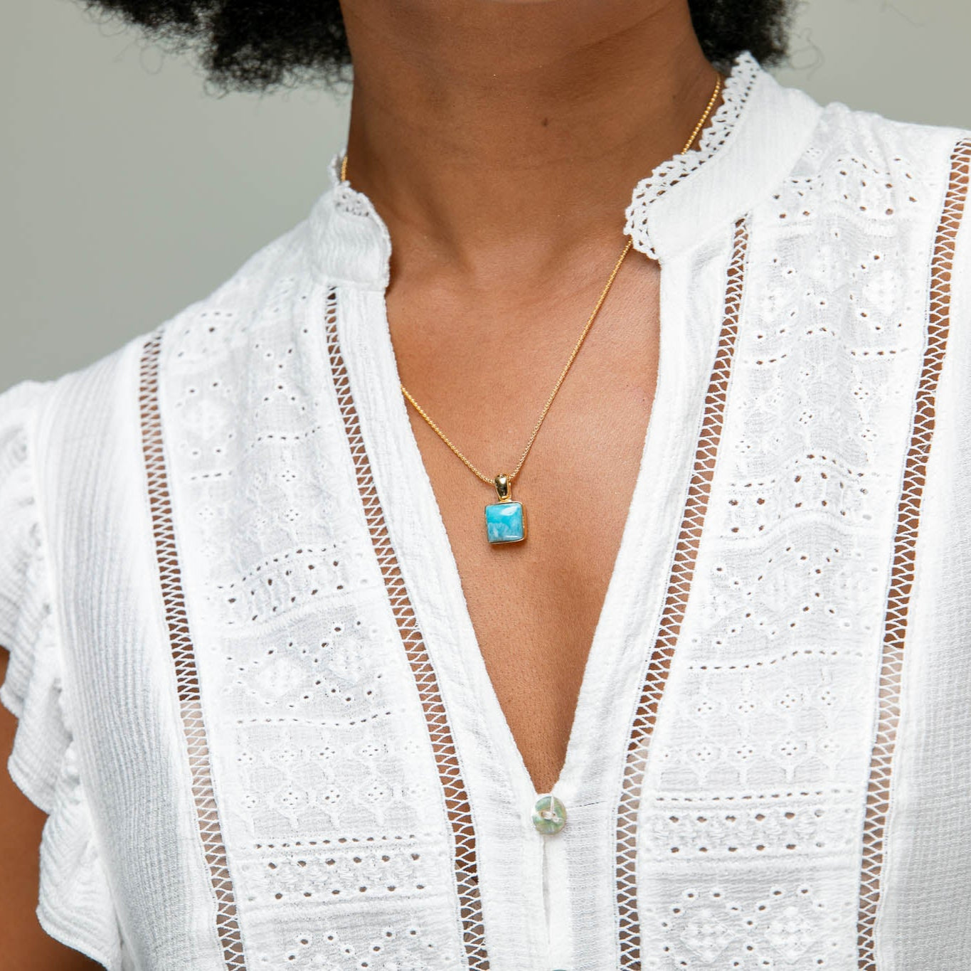 Larimar Gold Vermeil Pendant Tea