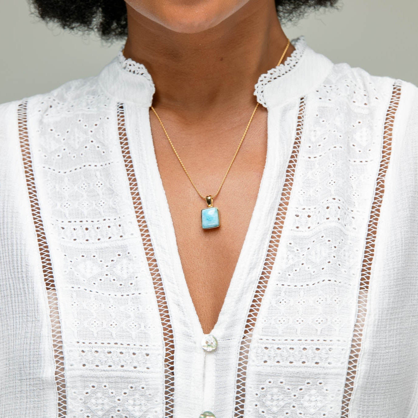 Larimar Gold Vermeil Pendant Taj