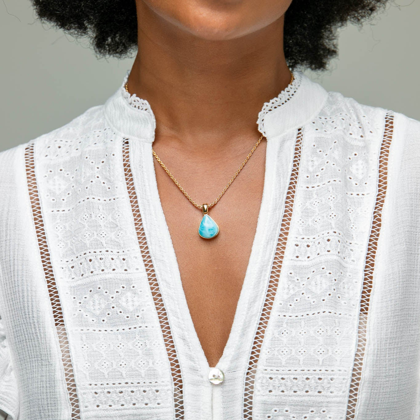 Larimar Gold Vermeil Pendant Tia