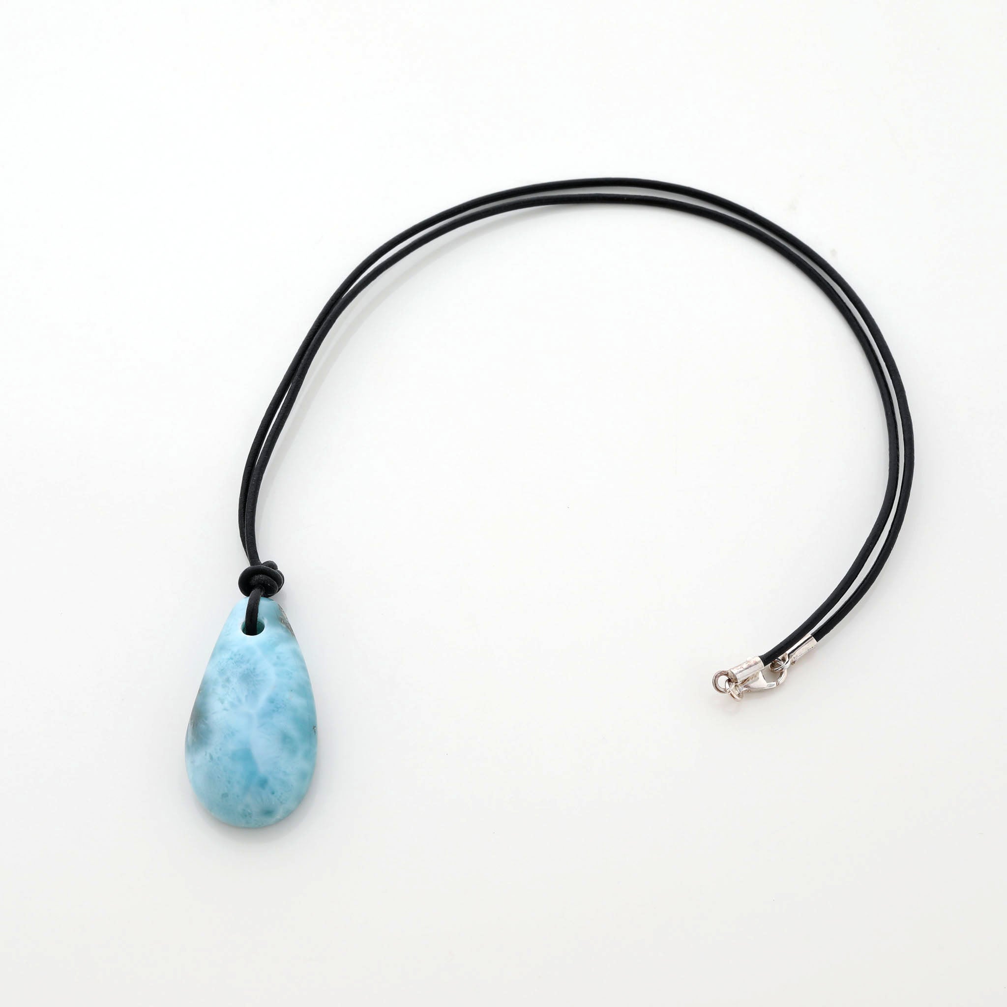 Men Larimar Leather Necklace Rurik