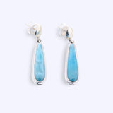 Drop Larimar and silver earrings for women