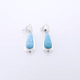 Drop Larimar and silver earrings for women