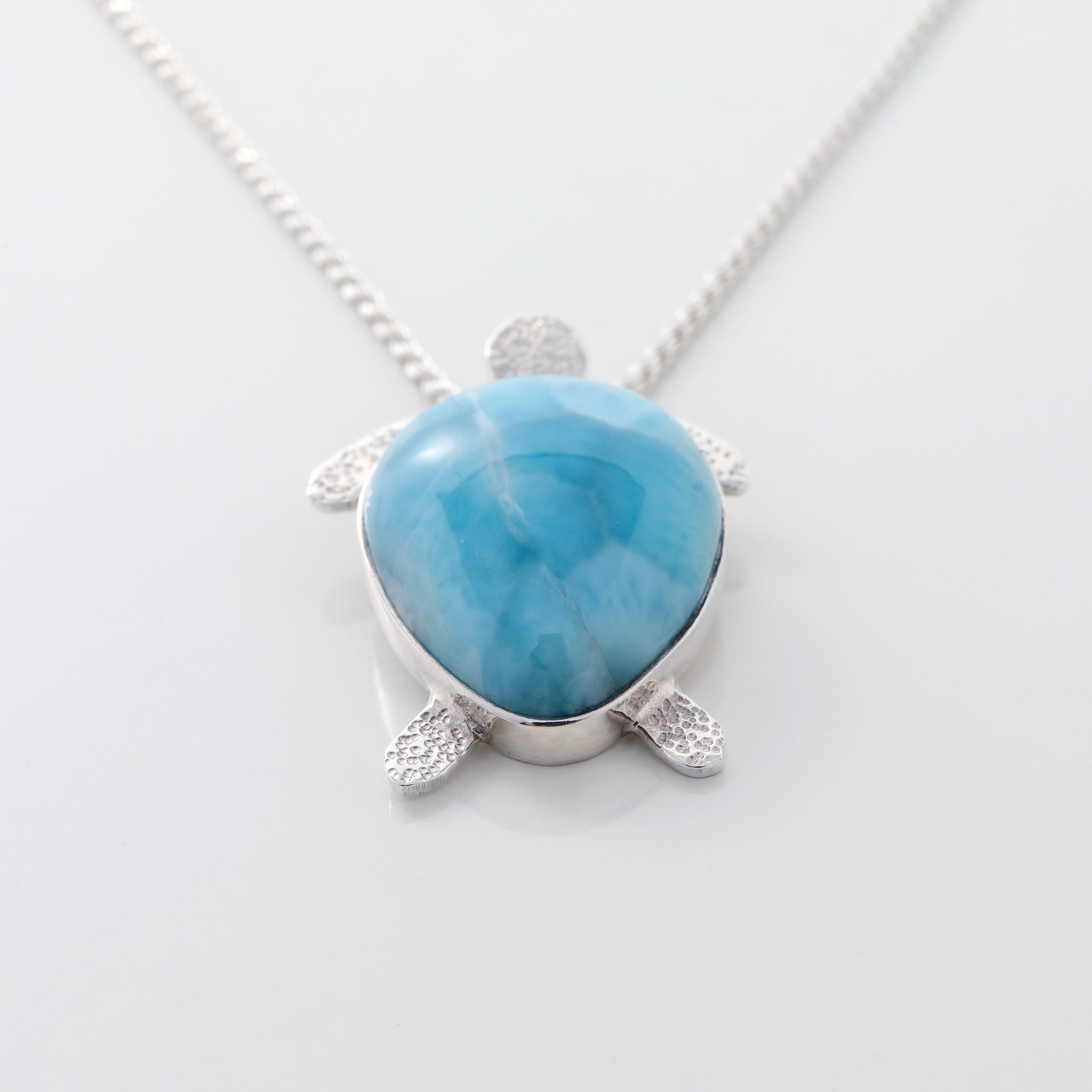 Solara turtle larimar pendant for women