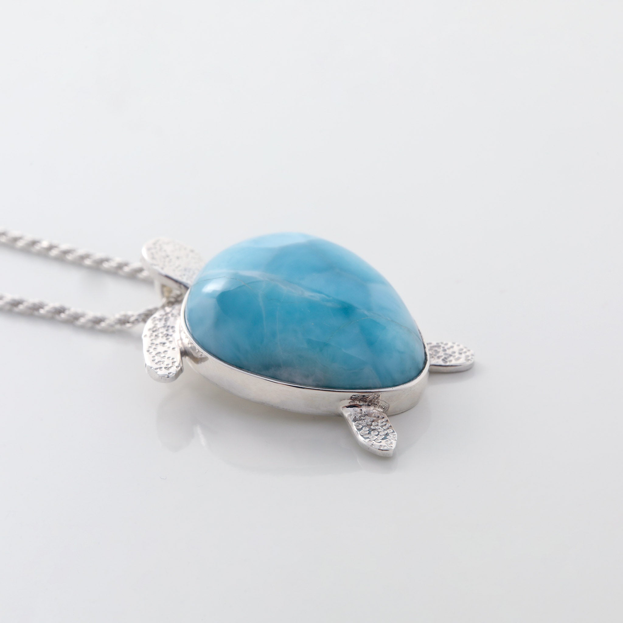 Solara turtle larimar pendant for women