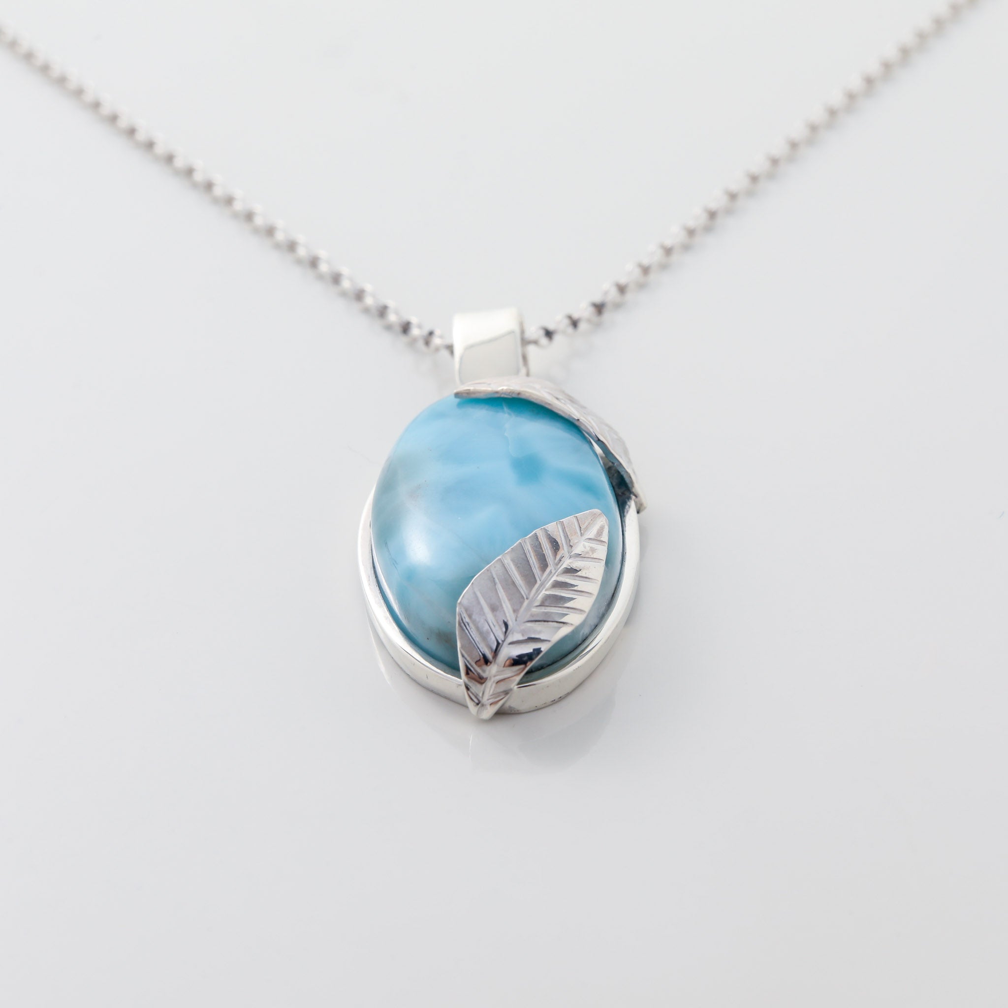 Larimar Pendant Stone Silver Details for Women