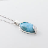 Larimar Pendant Stone Silver Details for Women