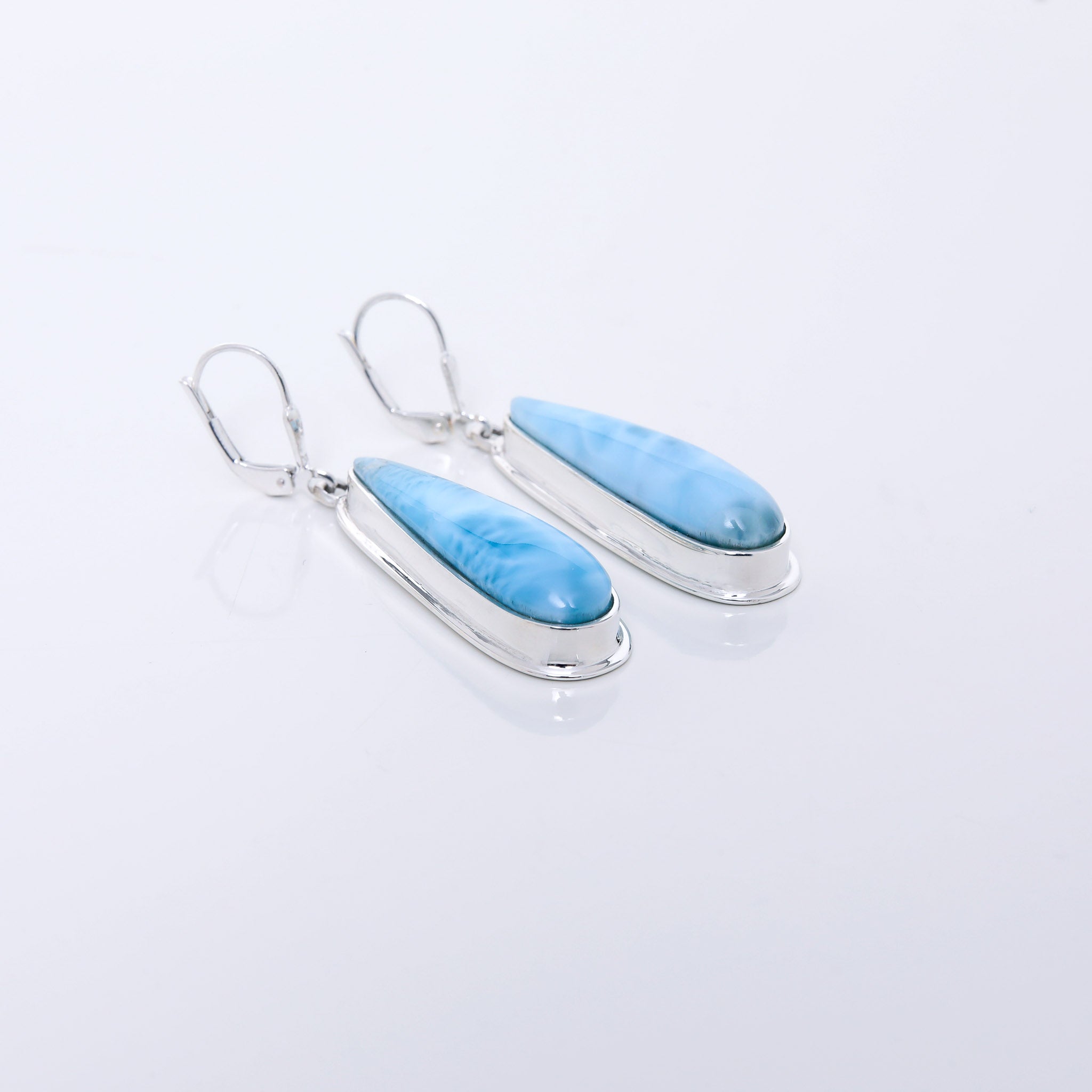 Precious Treasures / Dominican Republic Larimar offers Sterling Silver Sun Earrings