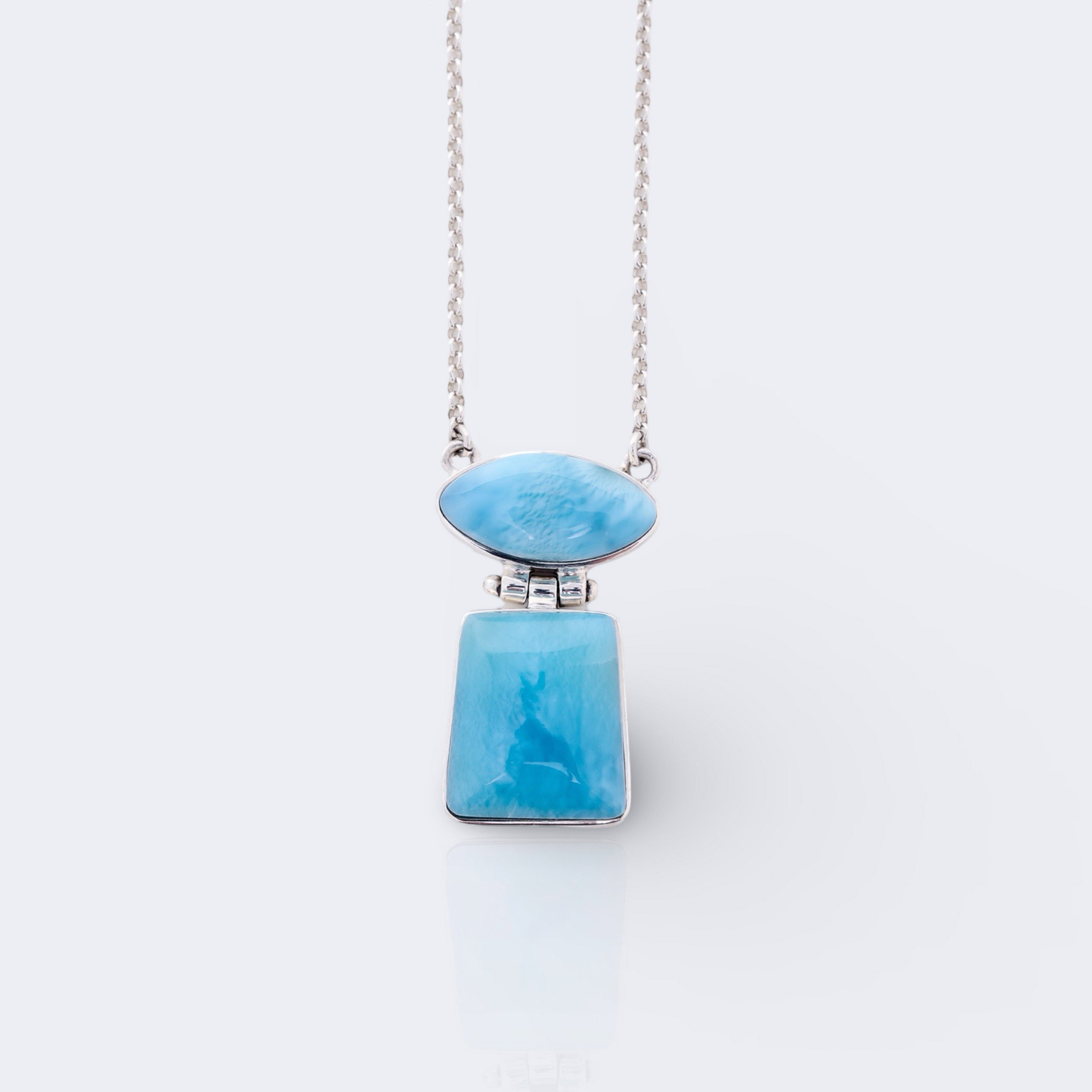 Larimar necklace double stone for women