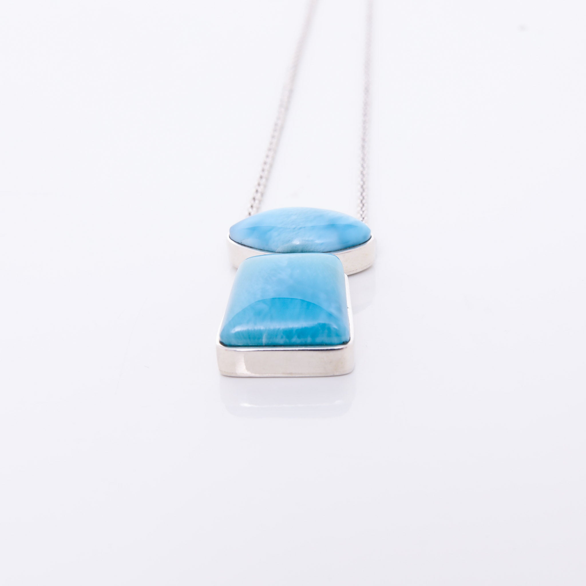 Larimar necklace double stone for women