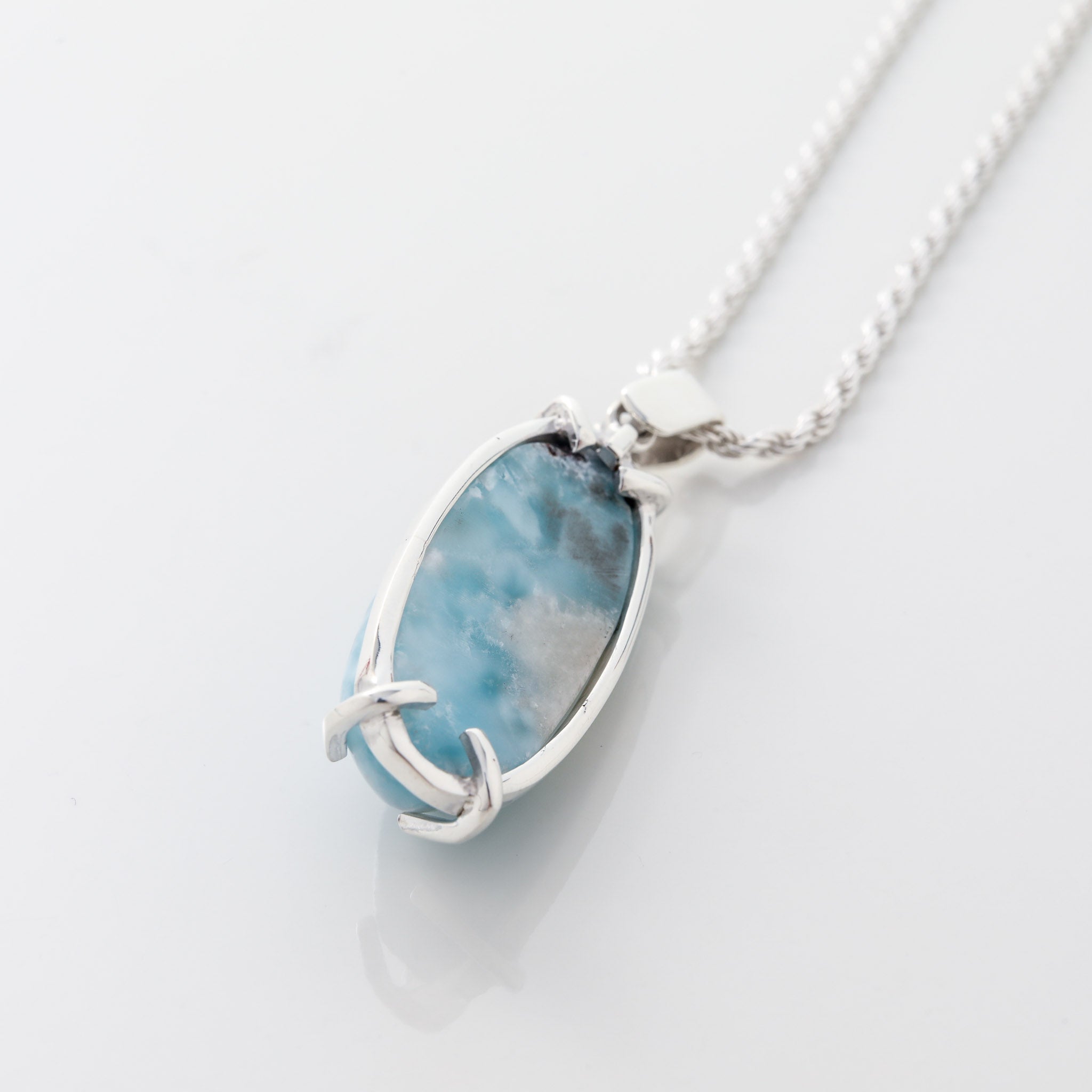 Larimar Pendant Seraphina. Crafted with a stunning Larimar stone Open Back