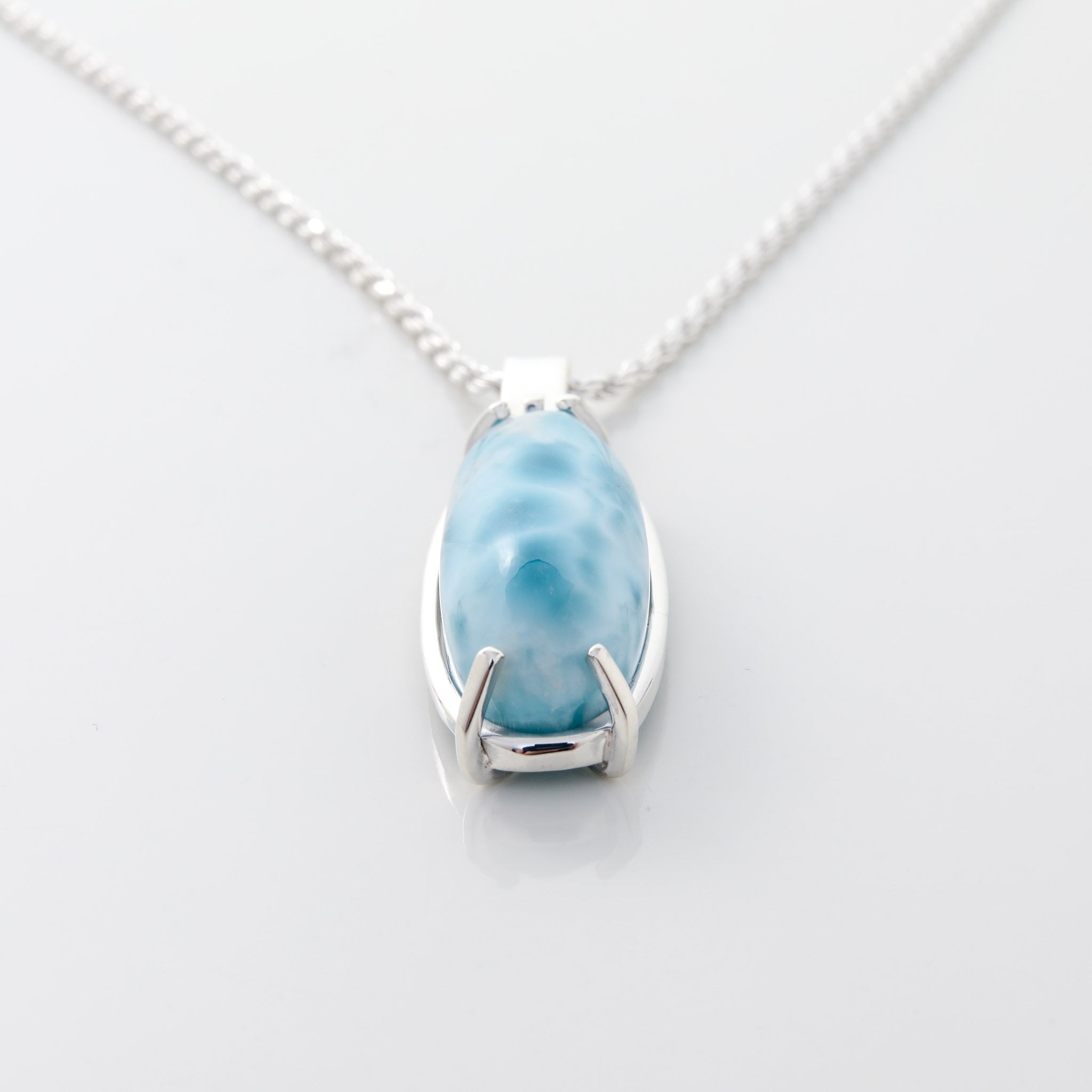 Larimar Pendant Seraphina. Crafted with a stunning Larimar stone Open Back