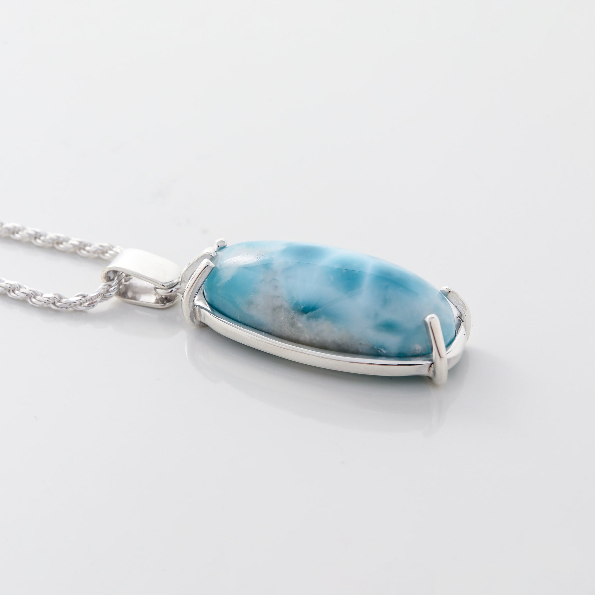 Larimar Pendant Seraphina. Crafted with a stunning Larimar stone Open Back