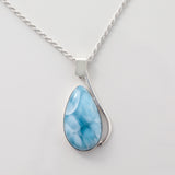 Larimar stone with graceful wavy detailing Pendant