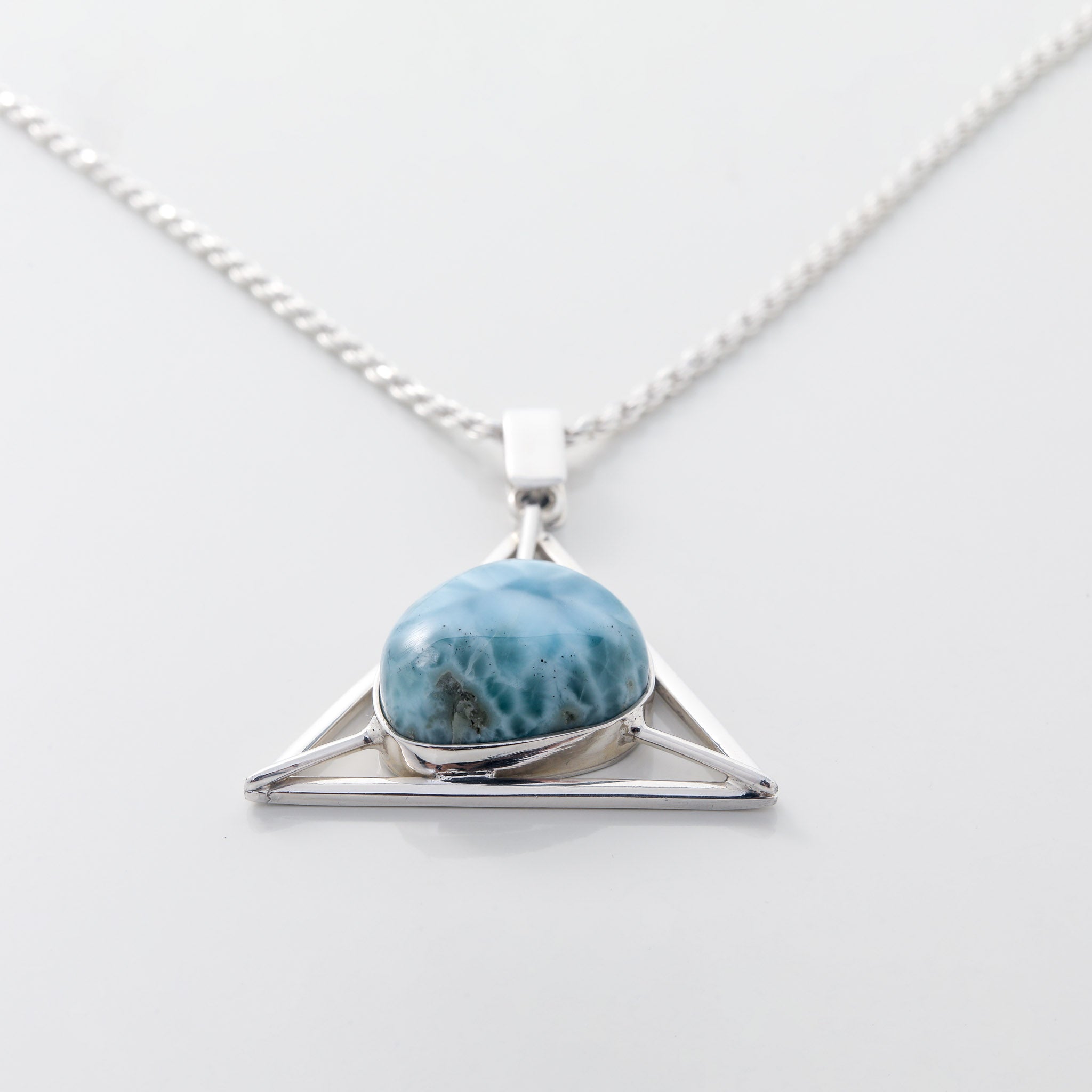 Larimar geometric triangle design Pendant