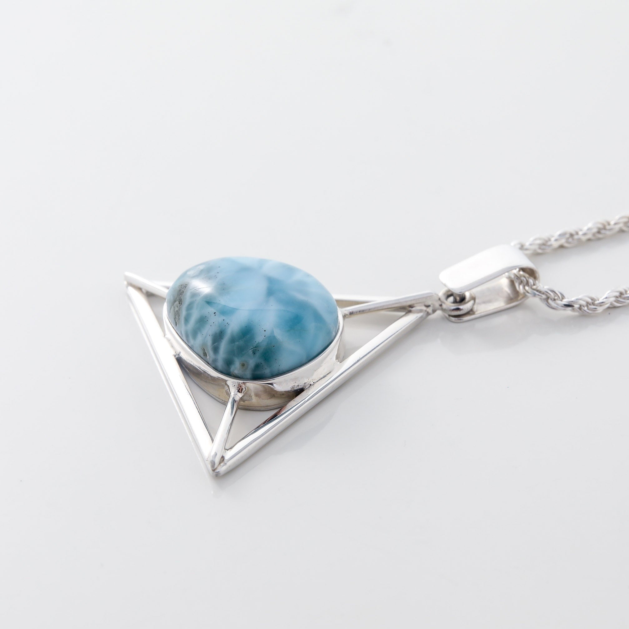 Larimar geometric triangle design Pendant