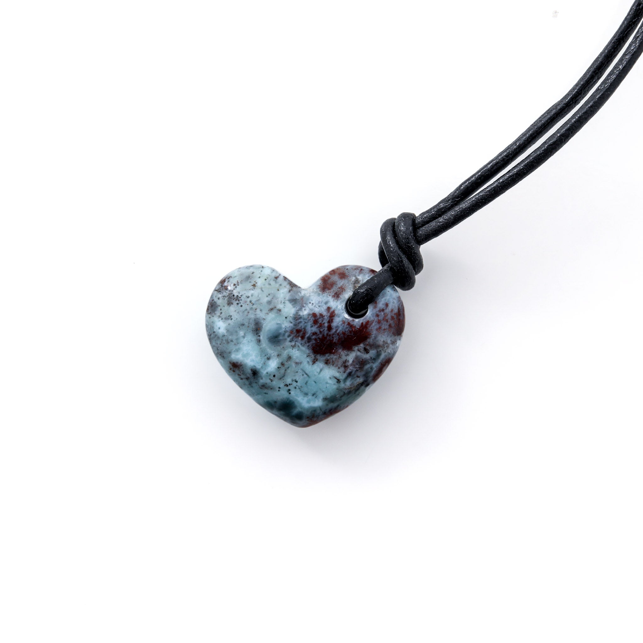 Hand-carved with a heart shape Larimar Necklace